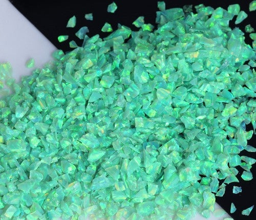 Opale concassée « Lime » / Matériau d'incrustation haut de gamme pour bijoux, boiseries, meubles, artisanat et loisirs créatifs