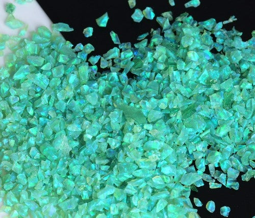Opale concassée « Menthe » / Matériau d'incrustation haut de gamme pour bijoux, boiseries, meubles, artisanat et loisirs créatifs