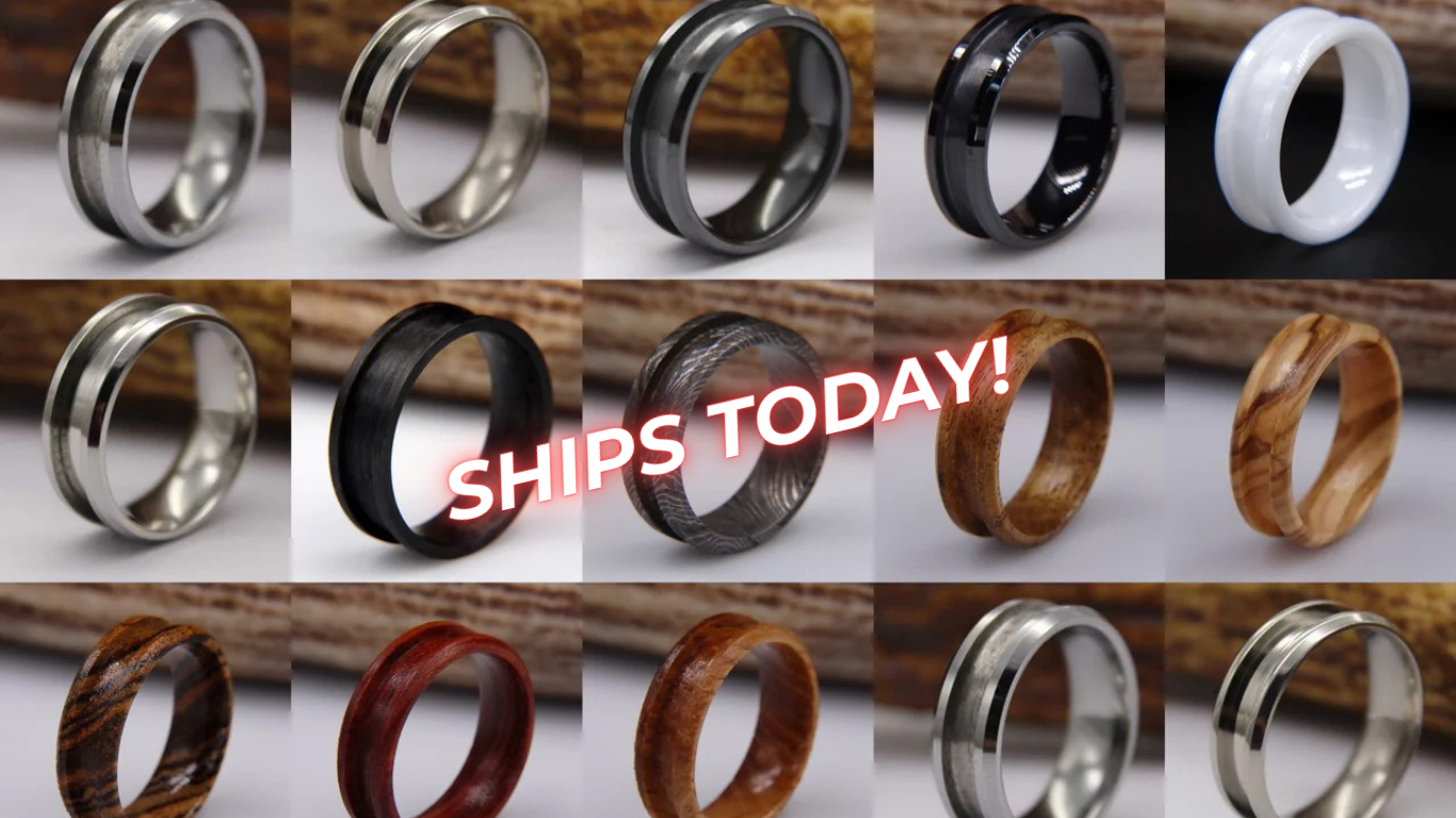 Ring blanks and core liners for ring makers tungsten, titanium, ceramic, stainless steel, wood, carbon fiber, sterling silver
