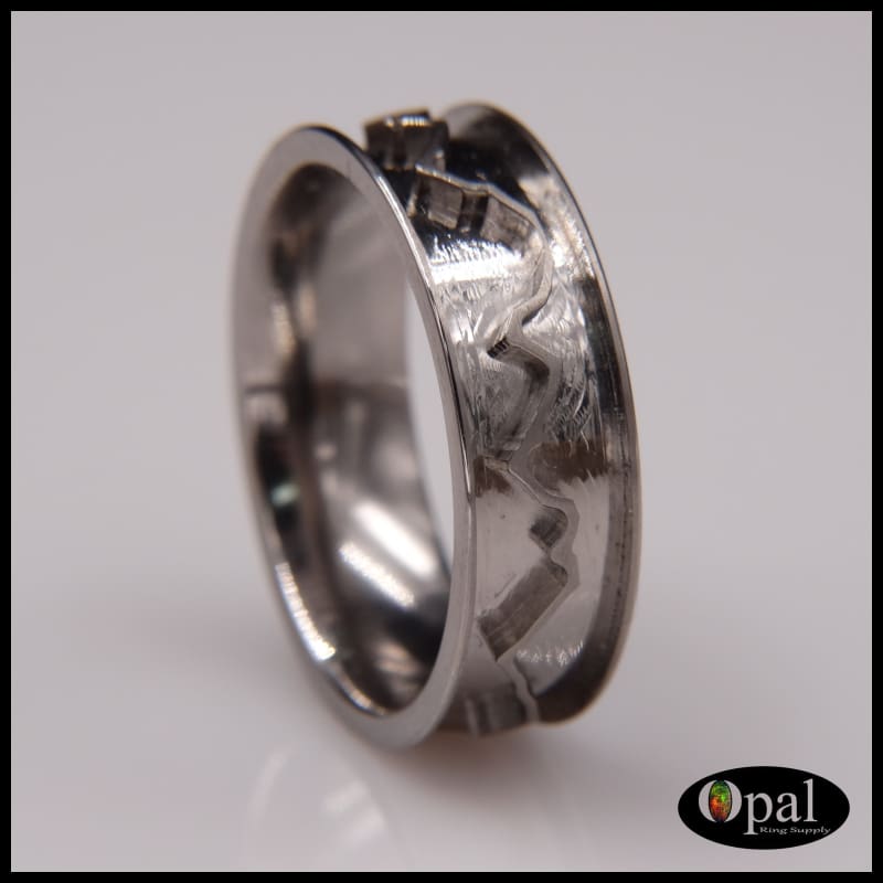 Ring Core Blank Titanium Mountain Landscape Line Inlay
