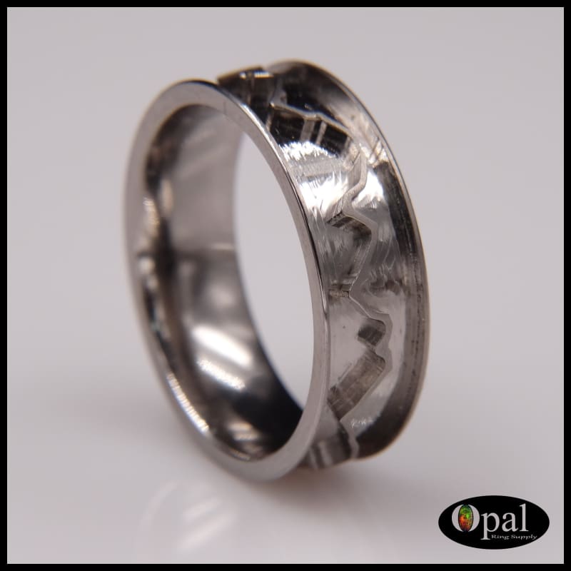 Ring Core Blank Titanium Mountain Landscape Line Inlay