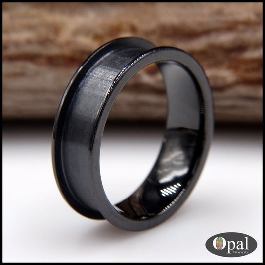 Ring Core Blank Flat Edge Ceramic (Black) for Inlay
