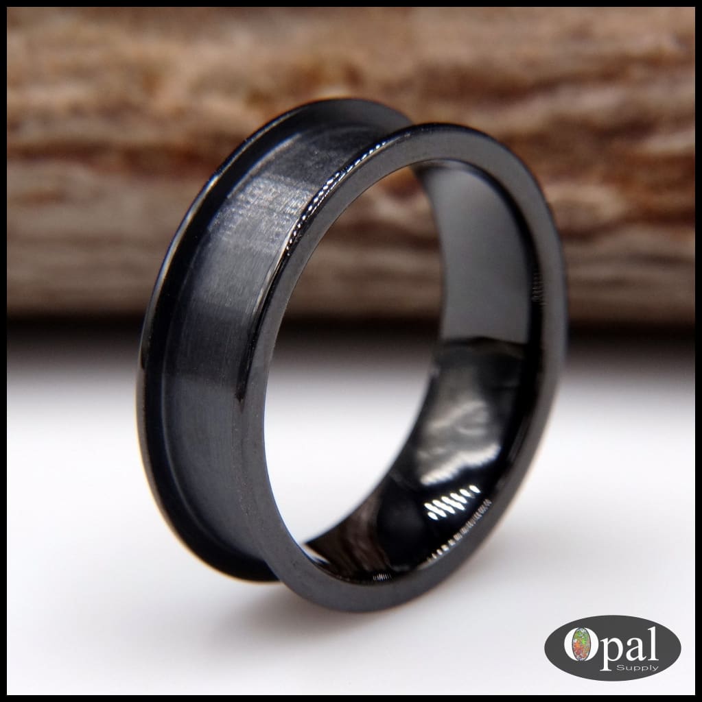 Ring Core Blank Flat Edge Ceramic Black for Inlay Opal Ring Supply