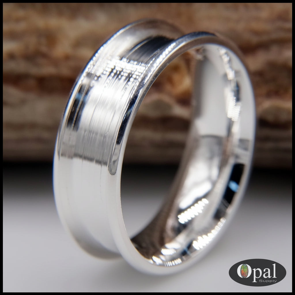 Tungsten Ring Core Blank For Inlay – 8mm Silver Polished Ring, Jewelry Making Supply