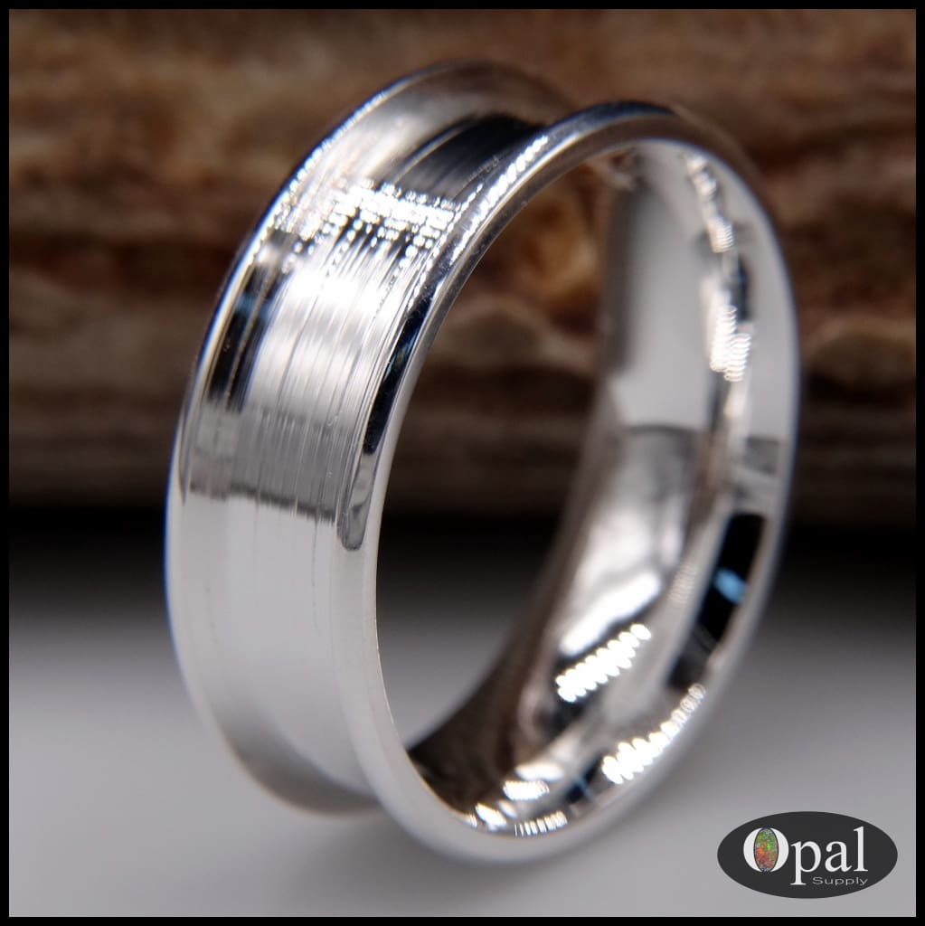 Ring Core Blank Sterling Silver Beveled Edge for Inlay 9.5 / 8mm