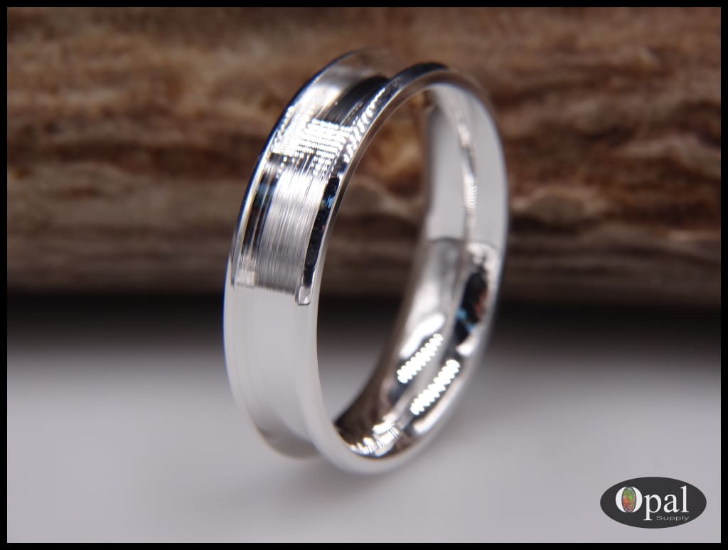 Ring Core Blank Sterling Silver Beveled Edge for Inlay Opal Ring
