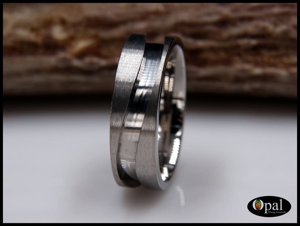 Ring Core Blank Titanium Wavy Line Inlay 11 / 8mm