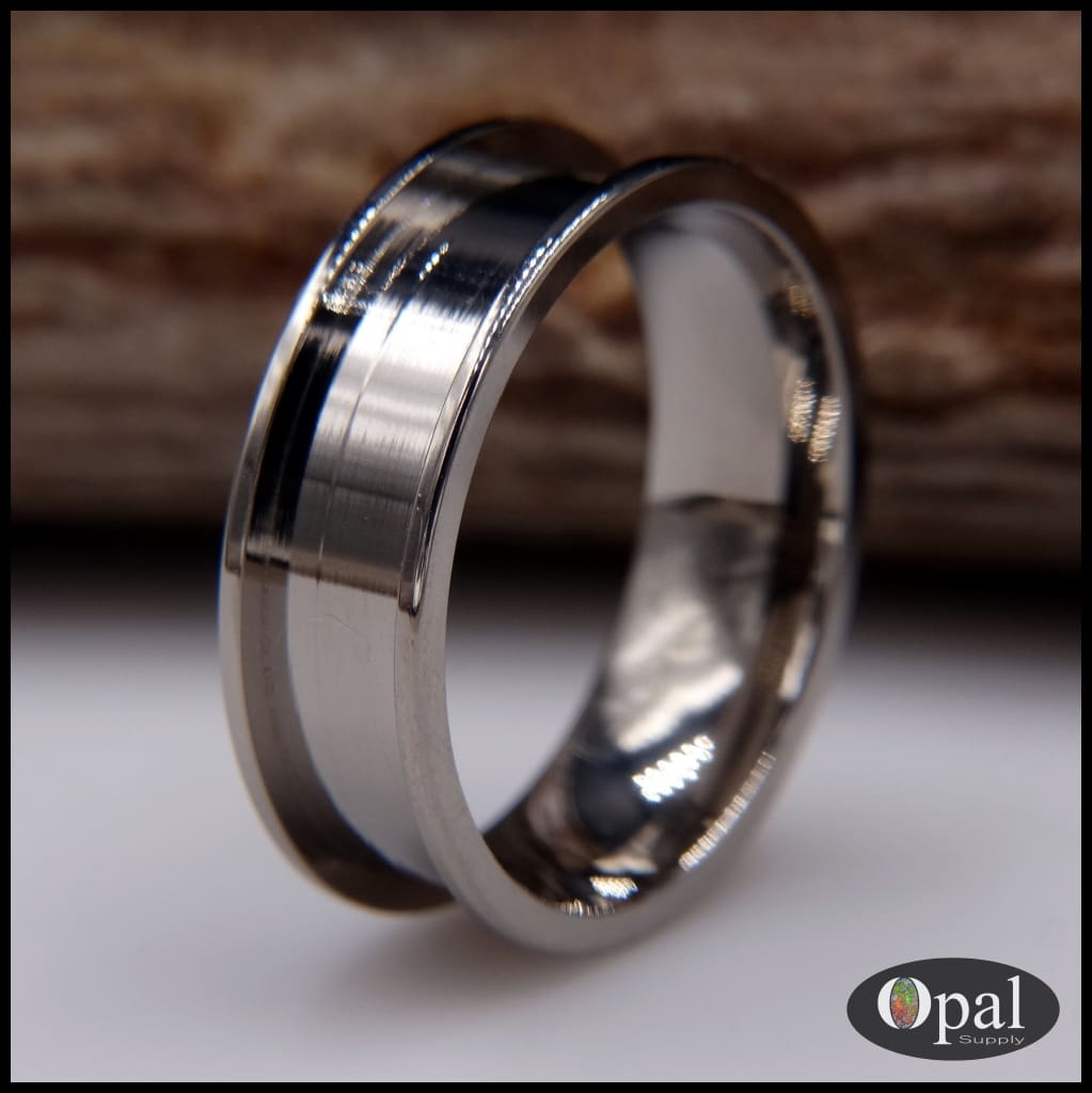 Ring Core Blank Sterling Silver Beveled Edge for Inlay 9.5 / 8mm