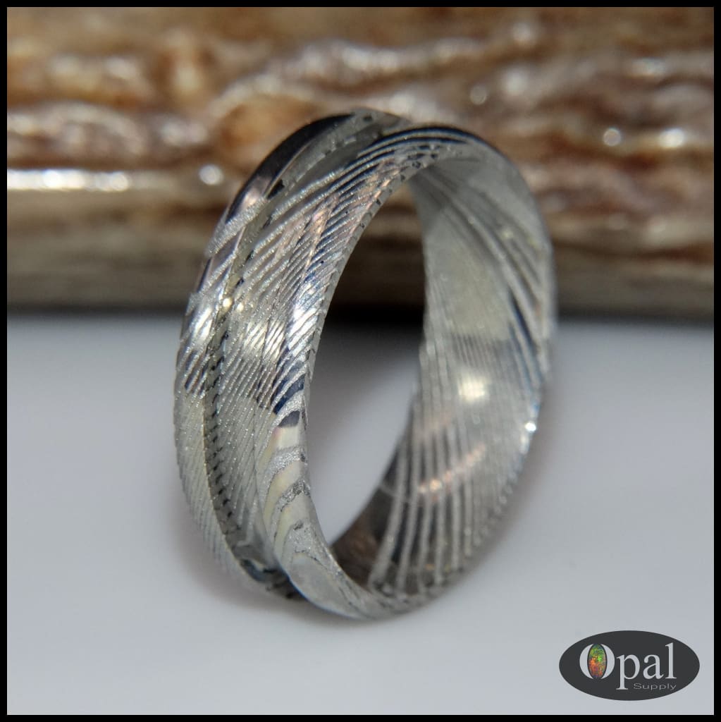 Ring Core Blank Stainless Steel Damascus for Inlay Opal Ring Supply