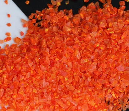 Ópalo triturado - "Naranja fuego" / Material de incrustación premium para joyería, carpintería, muebles, artesanías y pasatiempos