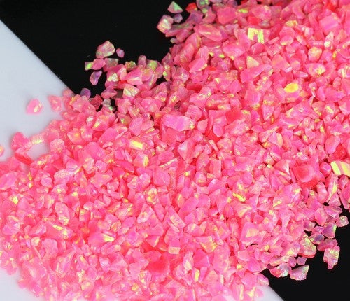 Ópalo triturado - Rosa intenso / Material de incrustación premium para joyería, carpintería, muebles, artesanías y pasatiempos