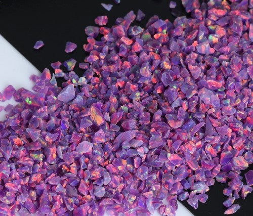 Opale concassée – « Mélange de lavande »/Matériau d'incrustation haut de gamme pour bijoux, boiseries, meubles, artisanat et loisirs créatifs