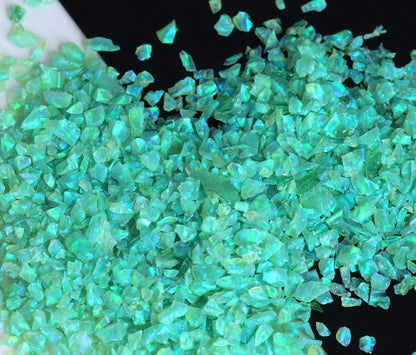 Opale concassée « Menthe » / Matériau d'incrustation haut de gamme pour bijoux, boiseries, meubles, artisanat et loisirs créatifs