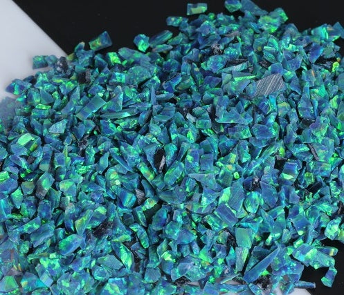 Opale concassée « Paon »/Matériau d'incrustation haut de gamme pour bijoux, boiseries, meubles, artisanat et loisirs créatifs
