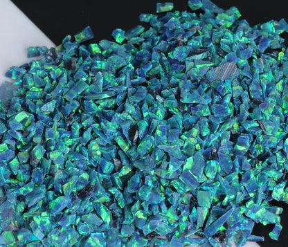 Opale concassée « Paon »/Matériau d'incrustation haut de gamme pour bijoux, boiseries, meubles, artisanat et loisirs créatifs