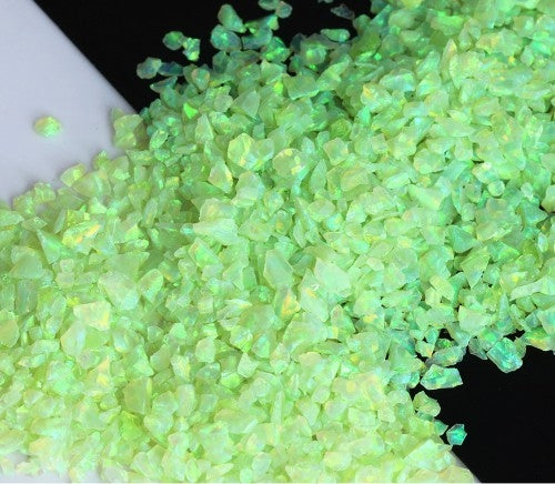 Ópalo triturado - "Verde radiactivo"/Material de incrustación premium para joyería, carpintería, muebles, artesanías y pasatiempos