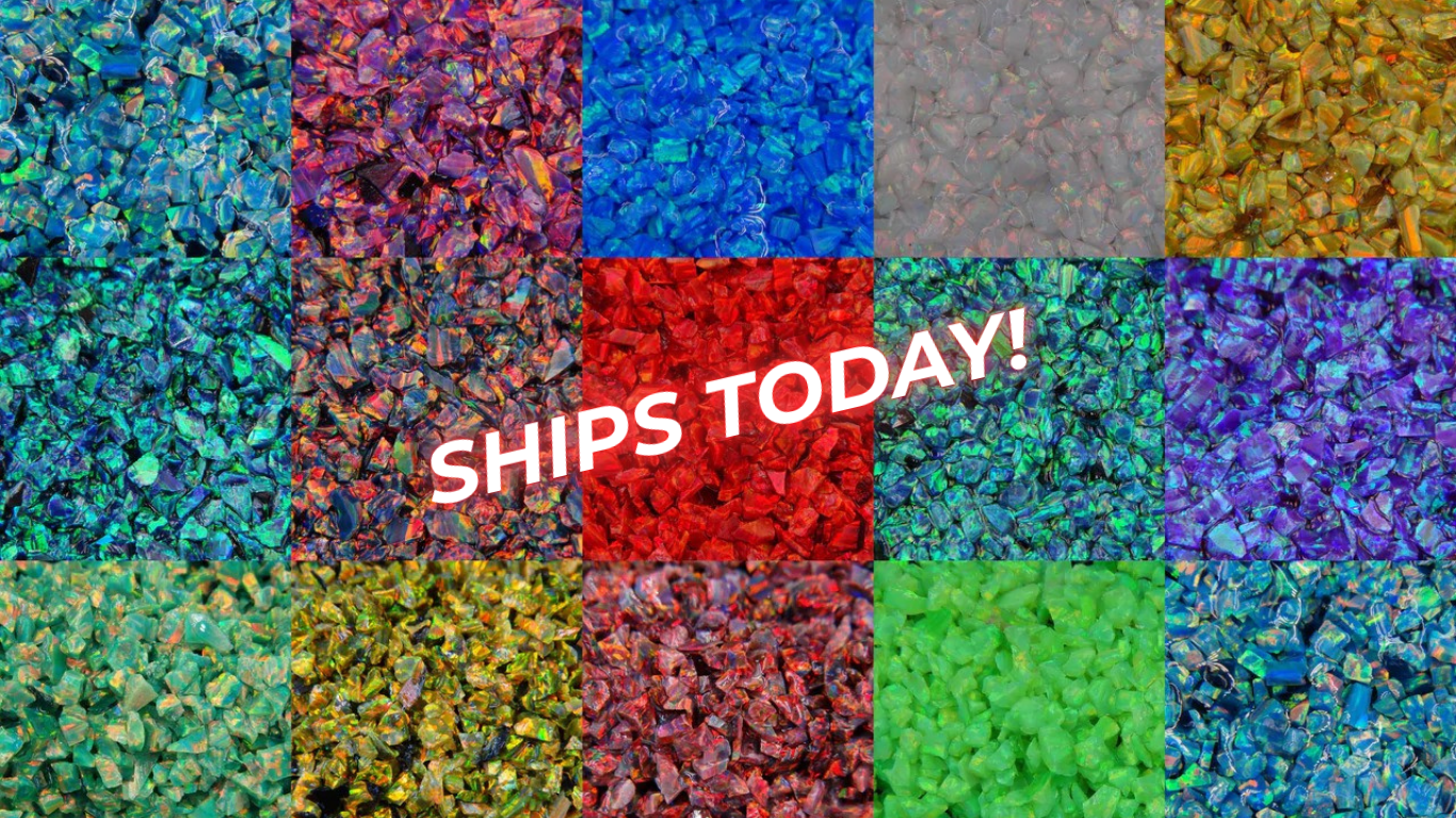 Crushed opals lab-grown synthetic for inlay of ring jewelry, woodworking, decor and crafts