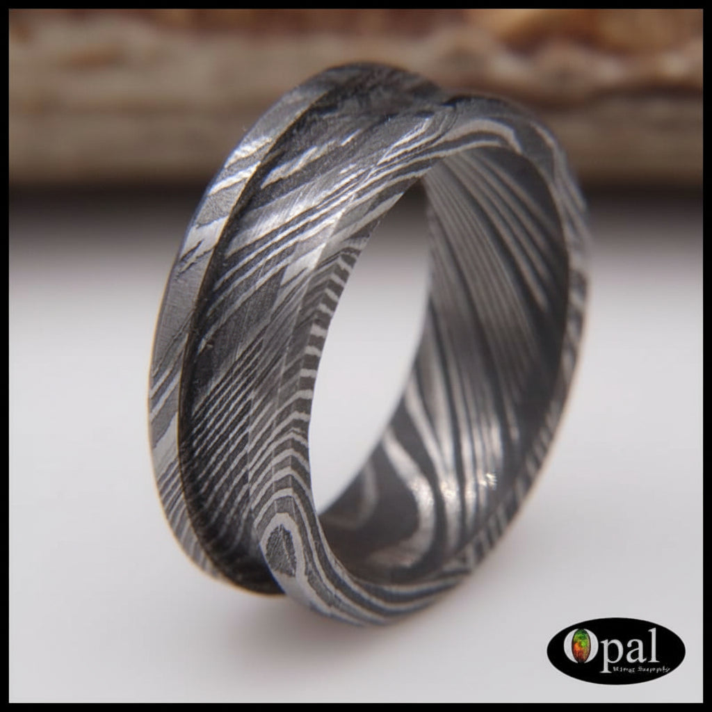 Ring Core Blank Damascus Carbon Steel for Inlay – Opal Ring Supply