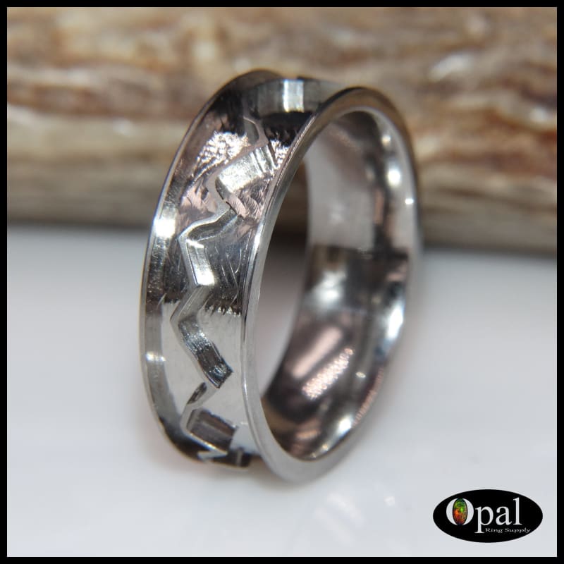 Ring Core Blank Titanium Mountain Landscape Line Inlay