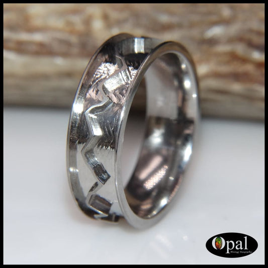 Ring Core Blank Titanium Mountain Landscape Line Inlay