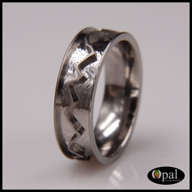 Ring Core Blank Titanium Mountain Landscape Line Inlay