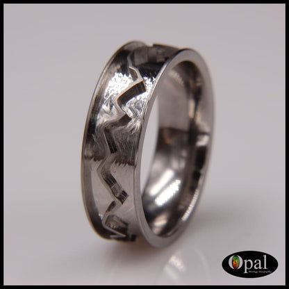 Ring Core Blank Titanium Mountain Landscape Line Inlay