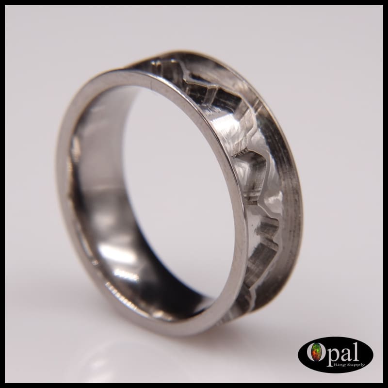 Ring Core Blank Titanium Mountain Landscape Line Inlay