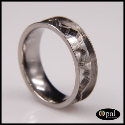 Ring Core Blank Titanium Mountain Landscape Line Inlay
