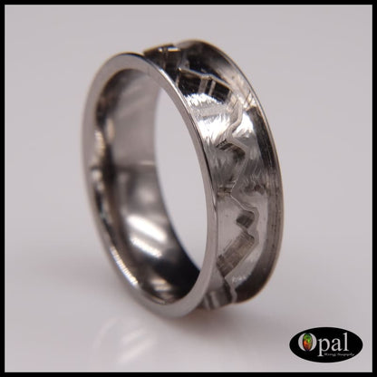 Ring Core Blank Titanium Mountain Landscape Line Inlay