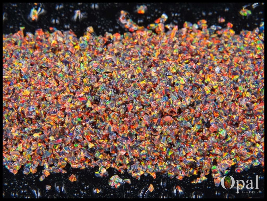 Crushed Opal - "Black-Gold Rainbow"/Premium Inlay Material for Jewelry, Woodwork, Furniture, Crafts and Hobbies-OpalSupply