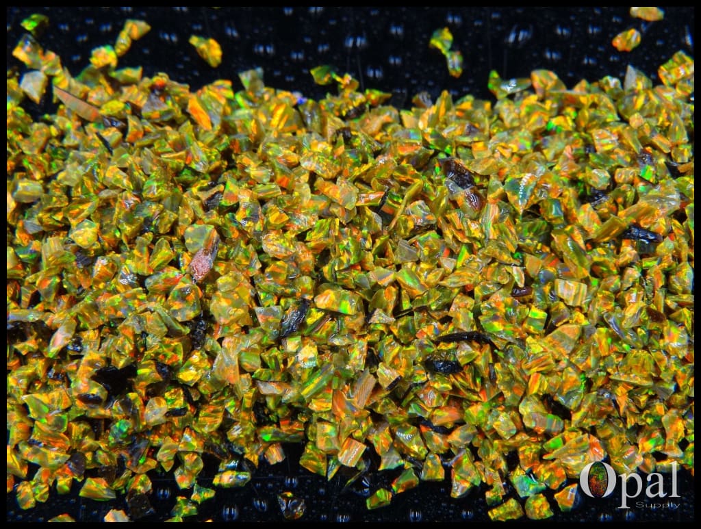 Crushed Opal - "Olive Gold"/Premium Inlay Material for Jewelry, Woodwork, Furniture, Crafts and Hobbies-OpalSupply