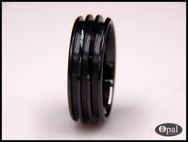 Ring Core Blank Ceramic (Black) Triple Channel for Inlay