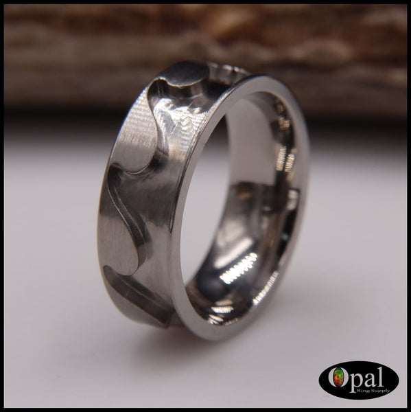 Ring Core Blank Titanium Ocean Waves Inlay