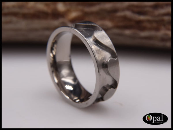 Ring Core Blank Titanium Ocean Waves Inlay