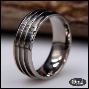 Ring Core Blank Sterling Silver Beveled Edge for Inlay 9.5 / 8mm