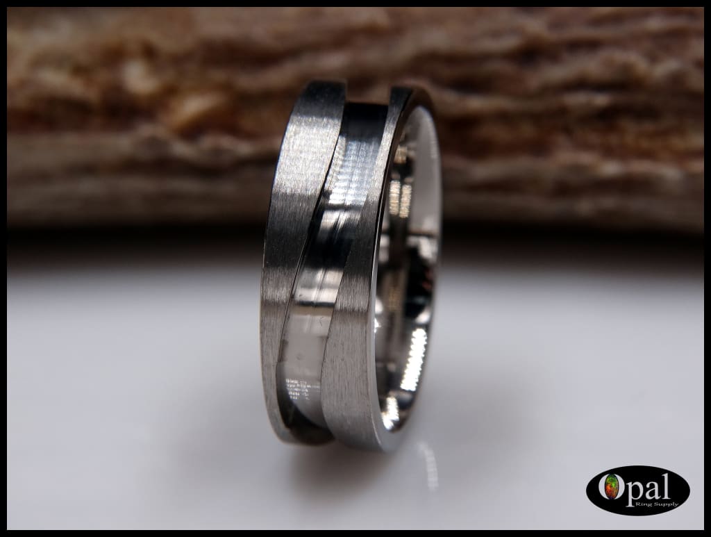 Ring Core Blank Titanium Wavy Line Inlay Opal Ring Supply