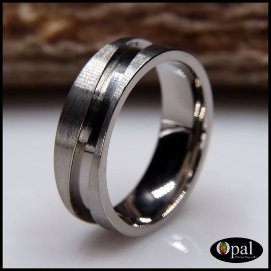 Ring Core Blank Titanium Wavy Line Inlay