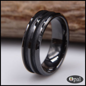 Ring Core Ceramic (Black) Double Channel Blank For Inlay