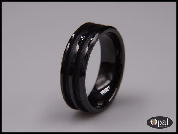 Ring Core Ceramic (Black) Double Channel Blank For Inlay