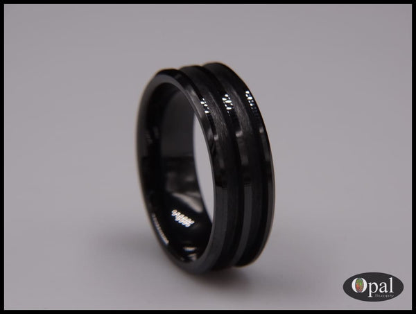 Ring Core Ceramic (Black) Double Channel Blank For Inlay