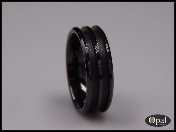 Ring Core Ceramic (Black) Double Channel Blank For Inlay