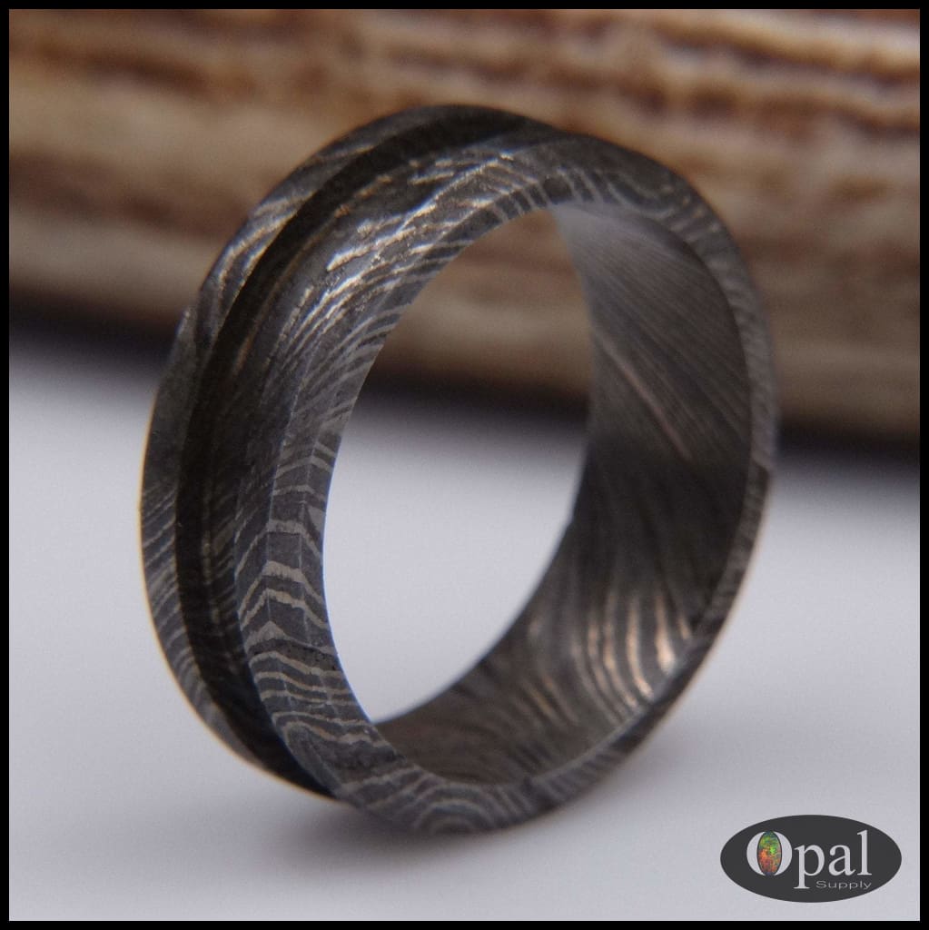 Ring Core Damascus Steel Blank for Inlay-OpalSupply